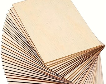 15PCS Unfinished Wood Sheets, 6x4 Inch Rectangle Plywood Craft Blanks