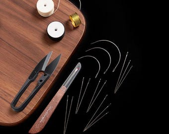 Leather Sewing Repair Kit Side Threading Needles Curved Needles Set for Leather Craft & Upholstery