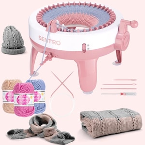SENTRO 40 Needle Knitting Machine Kit | Circular  Flat Knitting Loom with Yarn & Tools | DIY Hat, Scarf  Sweater Maker