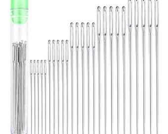 25Pcs Large Eye Stitching Needles Set, Steel Sewing Needles for Leather Craft, Yarn Knitting Needles, Handmade Sewing Tool Kit