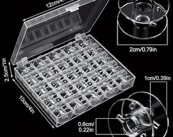 25 Piece Sewing Machine Bobbin Set with Storage Box Clear Plastic Bobbins for Household Sewing Machine Accessories