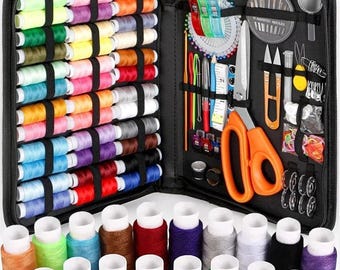 Sewing Kit Complete Set with Threads Needles Scissors Tape Measure Buttons | DIY Hand Sewing Repair Kit for Home Travel