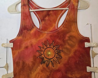 Batik Tank Top | XL | Drehung | Feurige Sonne