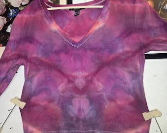 Tie Dye Long Sleeve Top | XL | Chaos Roll | Dreamy Pink Purple
