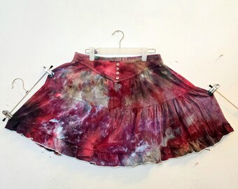 Minifalda tie-dye / Mediana / Fruncida / Rosa verde azul de ensueño