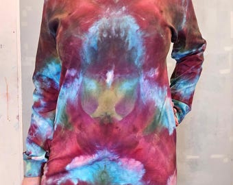 Camiseta de manga larga con efecto tie-dye / Mediana / Chaos Roll / Azul místico rosa