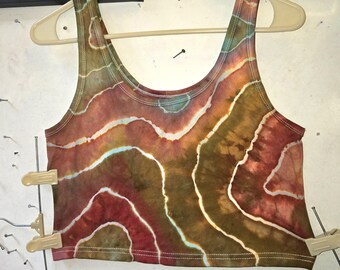 Tie Dye Cropped Tank Top | Large | Geode | Earthy Fall Colors