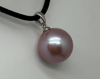 12.2mm 4A Geniune Freshwater Purple Pearl Pendant Lovley Mauve Light Purple Hue Sterling Silver S925 Bail