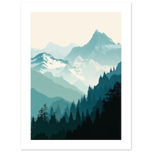 Póster de los Alpes, Póster retro, Póster vintage, Alpes, Minimalismo, Póster publicitario, Montañas, Naturaleza, Gráficos, Diseño gráfico, Suiza, Diseño publicitario