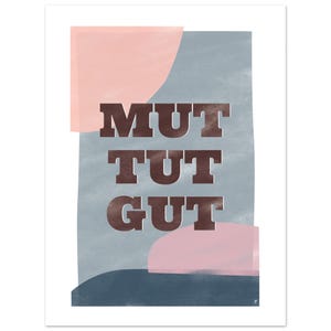 Arte murale, acquerello, citazione motivazionale, poster, carta ritagliata, affermazioni positive, arredamento per ufficio, blu, rosa, ispirazione, detto
