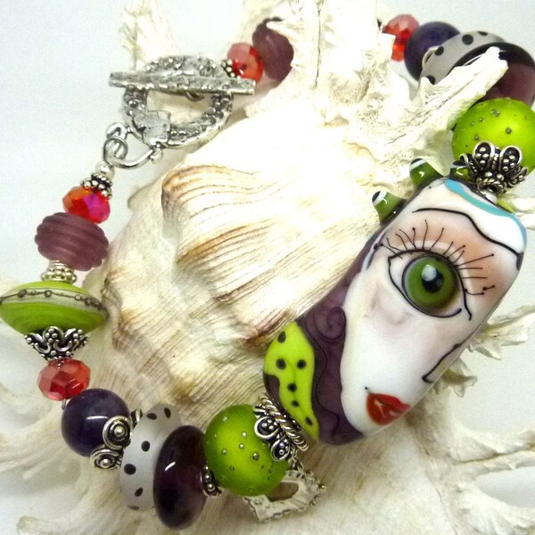 RESERVED FOR JILL Lampwork Bracelet, Lovely Lady