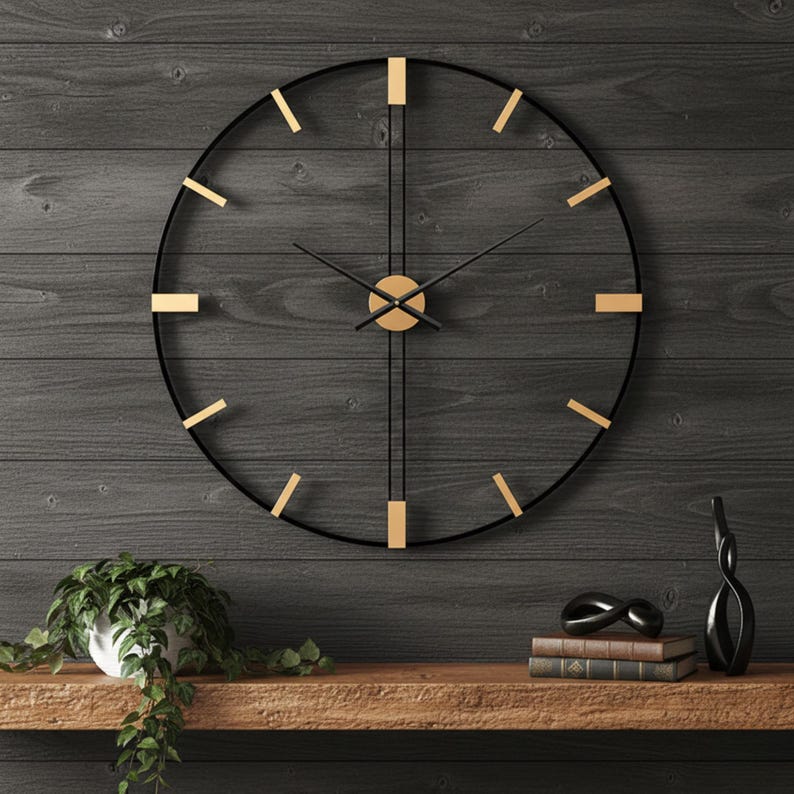 24" Modern Minimalist Metal Wall Clock - Large Skeleton Industrial ...