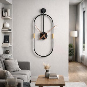 Nordic Wrought Iron Oval Wall Clock – Minimalist Modern Home Decor
