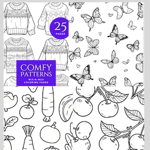Comfy Patterns Coloring Book, Relaxing Adult Coloring Book, Stress Relief Coloring Book, Gift For Coloring Lovers, Calming Art Activity Book