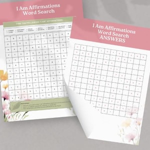 Affirmation Word Search Book, Puzzle Book for Positive Mindset, Self Love Activity, Inspiring Word Search Game, Gift for Teens, Affirmations