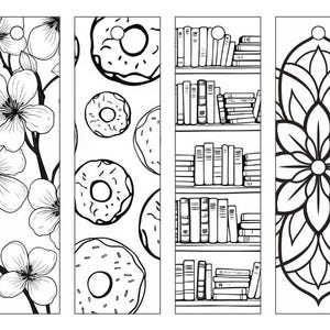 Marque-page imprimable à colorier, marque-page couleur bricolage, cadeau pour amateur de livres, marque-page créatif, accessoires de livre, art-thérapie, marque-page personnalisé