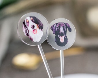 Pet Wedding Stir Sticks Dog or Cat Wedding or Bridal Shower Stir Sticks, Personalized Bar Decor Wedding Party Shower Drink Swizzle (DDT222)