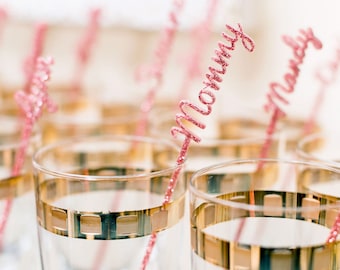 Name Stir Sticks Personalized, Wedding Bachelorette Bridal Baby Shower Party Drink Stirrer Bar Swizzle Names Decor or Gold (Item - NPS110)