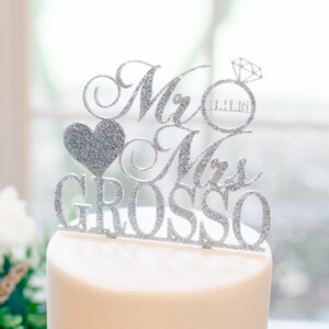 Wedding Cake Topper Personalized Mr & Mrs Customized, Last Name Cake Topper Wedding Dessert Decoration CPR800