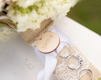 Bridal Bouquet "Bride" Charm Tag - Rustic Wooden Bride Charm for Wedding Bouquets for Bridal Party (Item - TSB200)