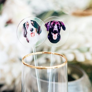 Pet Wedding Stir Sticks Your Custom Dog or Cat Wedding Signature Drink Stir Sticks, Wedding Bar Decor Drink Swizzle Sticks DDT222