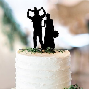 Family Wedding Cake Topper Silhouette Acrylic Cake Topper Family Wedding Cake Topper  Mom Dad Baby or Kids Personalized Wedding (FCT922)