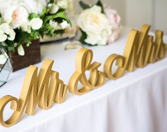 Mr and Mrs Wedding Signs for Wedding Sweetheart Table, Mr and Mrs Letters, Large Thick Mr & Mrs Sign Set (Item - MTF200)