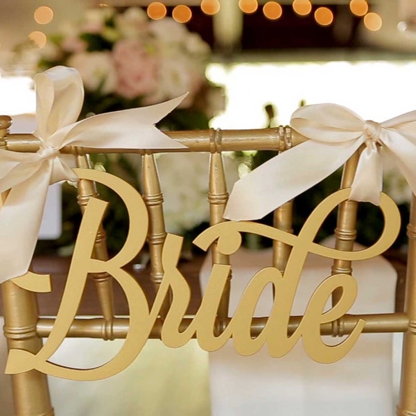 Bride and Groom Chair Signs for Wedding, Hanging Chair Signs Wooden Wedding Signs Bride & Groom (Item - LBG200)