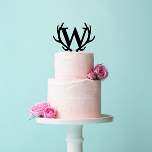 Wedding Letter Cake Topper Monogram Boho Cake Topper Antler Letter Wanderlust Topper Wedding Cake Topper  (CLA900)