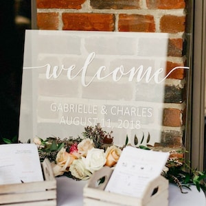 Wedding Welcome Sign Clear Acrylic Welcome Sign Wedding Personalized Clear Acrylic Wedding Sign Modern Wedding Decor Sign (Item - WEC640)