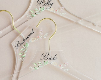 Bridesmaid Hangers Wedding Hanger Clear Acrylic Personalized with Name for Bride Bridesmaids Gift Wedding Party  Modern