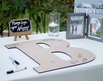 Wedding Monogram Guest Book Letter Sign - 22" Large Wooden Letter for Guestbook Alternative ( Item - GBW220 )