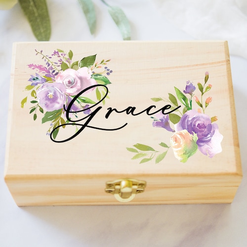 Flower Girl or Bridesmaids Gift Box Jewelry Box Purple Etsy