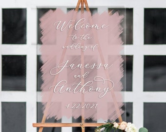 Wedding Welcome Sign Acrylic Wedding Sign Clear Painted for Wedding Display, Modern Wedding Decoration Sign Clear Acrylic (Item - PCL640)