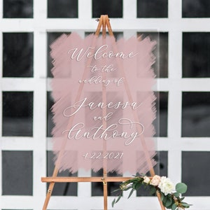 Wedding Welcome Sign Acrylic Wedding Sign Clear Painted for Wedding Display, Modern Wedding Decoration Sign Clear Acrylic (Item - PCL640)