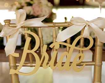 Bride and Groom Chair Signs for Wedding, Hanging Chair Signs Wooden Wedding Signs Bride & Groom (Item - LBG200)