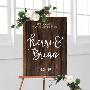 Wedding Welcome Sign with Personalized Names on Wood or Mod Style Calligraphy Wedding Style Artwork Sign Large in Size (Item - WPS240)