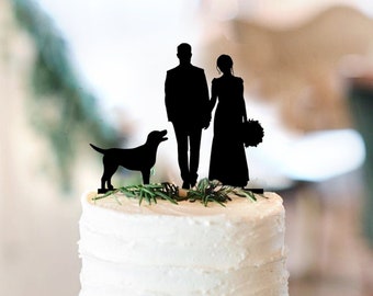 Dog Wedding Cake Topper Couple Silhouette Custom Dog Breed Wedding Cake Topper, Personalized Dog Cake Topper (DCT922)