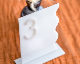 Wedding Table Numbers Modern Squiggle Shape Wedding Table Number Signs Wedding Centerpiece Modern Minimalist Acrylic Table Numbers (SQG223)
