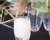 Party Stir Sticks "Cheers!" Glitter Wedding, Engagement Bachelorette Bridal Wedding Drink Stirrer Bar Party Decor Glitter (Item - CSS110)