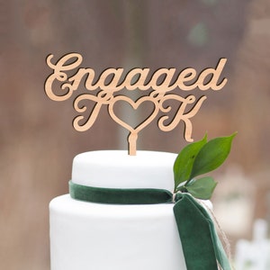 Engagement Cake Topper, Custom Engaged Cake Topper, We're Engaged, Engagement Party Decorations, Cake Topper ENG900 image 1