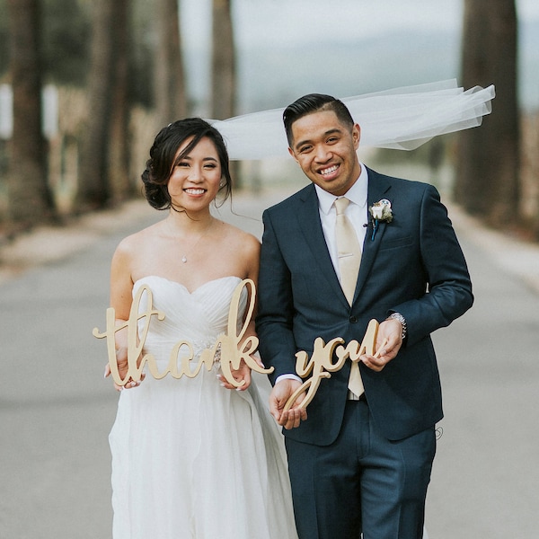 Hochzeit Dankesschild Foto Requisite für DIY Dankeskarten, hölzernes Hochzeitsschild für Braut & Bräutigam Hochzeitsfotografie Dekor (Artikel - TYC200)