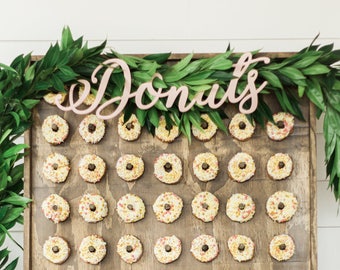 Donuts Sign for Wedding or Party Decor and Dessert Table, Donut Bar Hanging Sign Display Cutout Donuts Custom Colors (Item - DOP200)