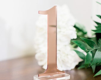 Wedding Table Numbers Rose Gold Table Numbers Wedding Party or Event, Gold Mirror or Silver Wedding Centerpieces, Wedding Signs (ACR100)