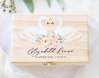 Flower Girl Gift Box Jewelry Box for Wedding Personalized Name, Wooden Box for Wedding Bridal Party Gift Name Box (Item - JBS342)