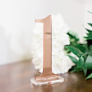 Wedding Table Numbers Rose Gold Table Numbers Wedding Party or Event, Gold Mirror or Silver Wedding Centerpieces, Wedding Signs ACR100 Bild 1