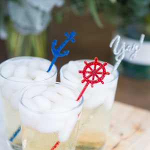 Party Stir Sticks, Nautical Party Drink Stirrer Party Favor Bar Decor, Beach or Lake Sailing Wedding or Party Shower Item NSS110 image 1