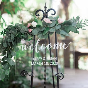 Welcome Sign Wedding Clear Acrylic Wedding Welcome Sign Modern Wedding Decor Clear Acrylic Sign Welcome Sign for Wedding (Item - WEC640)