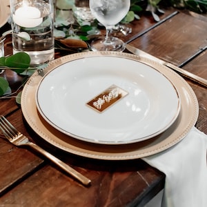Place Card Name Tags Meal Choice Gold Mirror Plate Names Wedding Party or Event Decor, Place Cards Gold Mirror Wedding Stationery GMP623