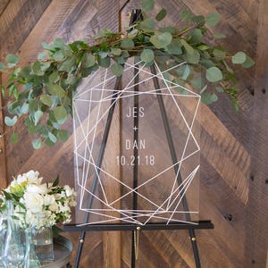 Wedding Sign Clear Glass Look Acrylic Wedding Sign Sign, Geometric Lines Modern Minimalist, Modern Decoration (Item - GCW640)